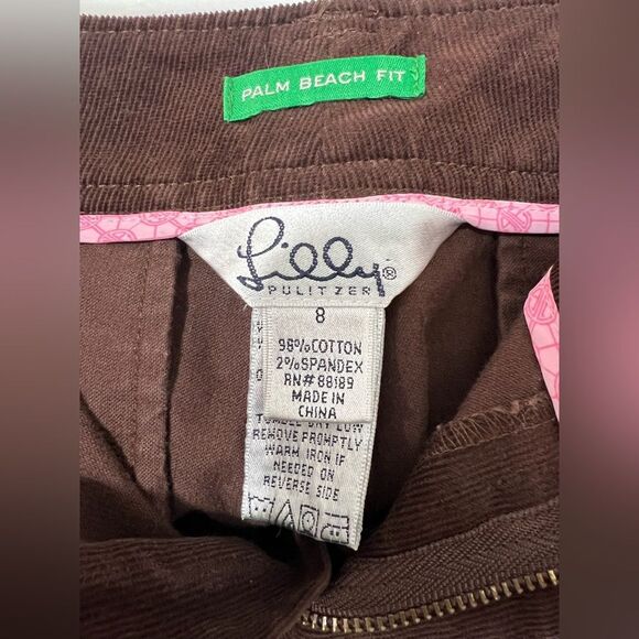 Lilly Pulitzer Brown Corduroy Pants Size 8 - Palm Beach Fit white label - Picture 5 of 5